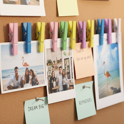Colorful Push Pin Clips - Cork Board