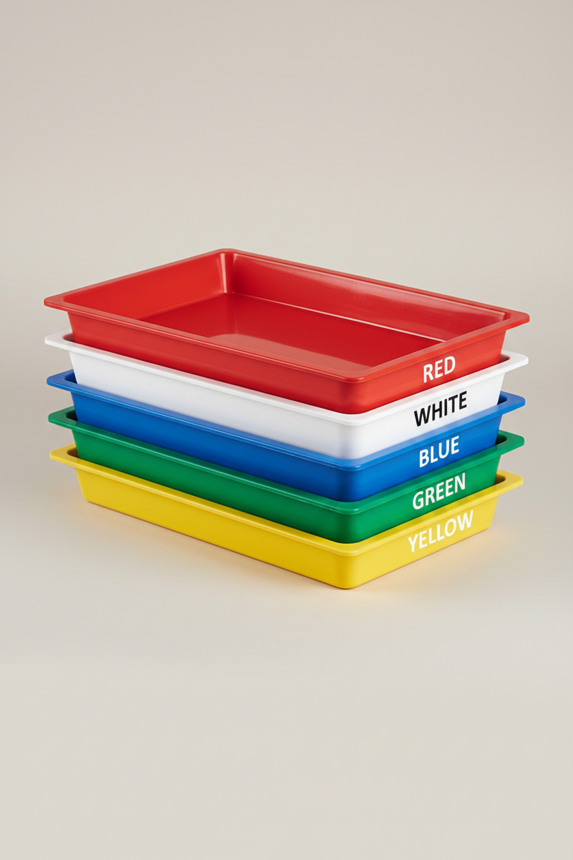 Tray Stack - Red, White, Blue, Green, Yellow